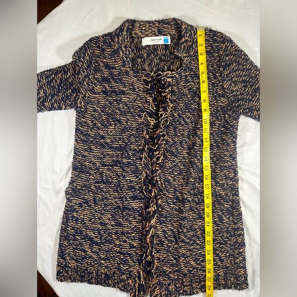 Sparrow Anthropologie Women’s Blue/Gold Fringe Sweater Cardigan size Small - Picture 7 of 8